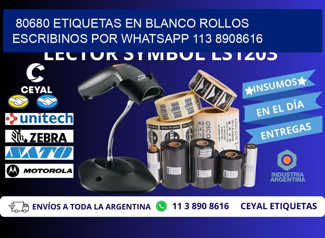 80680 ETIQUETAS EN BLANCO ROLLOS ESCRIBINOS POR WHATSAPP 113 8908616