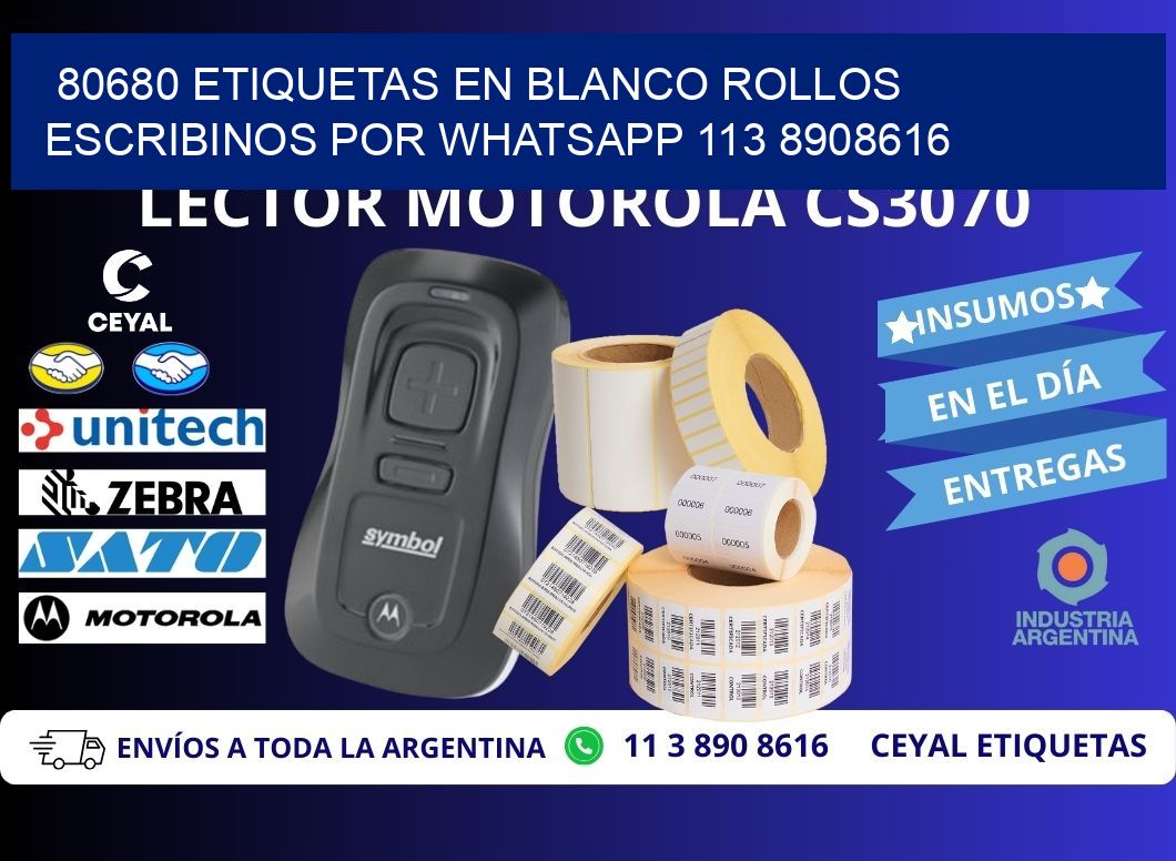 80680 ETIQUETAS EN BLANCO ROLLOS ESCRIBINOS POR WHATSAPP 113 8908616
