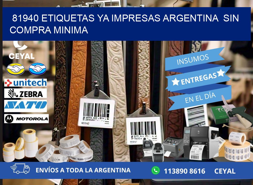 81940 ETIQUETAS YA IMPRESAS ARGENTINA  SIN COMPRA MINIMA