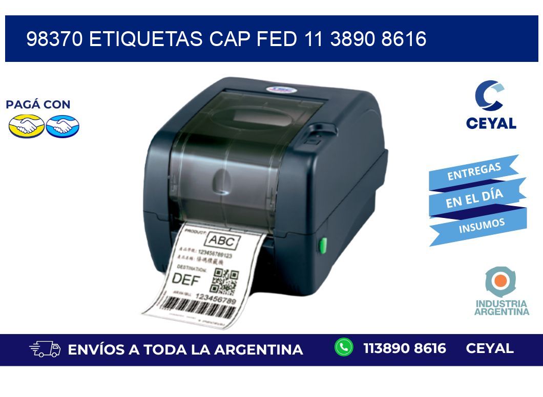 98370 ETIQUETAS CAP FED 11 3890 8616