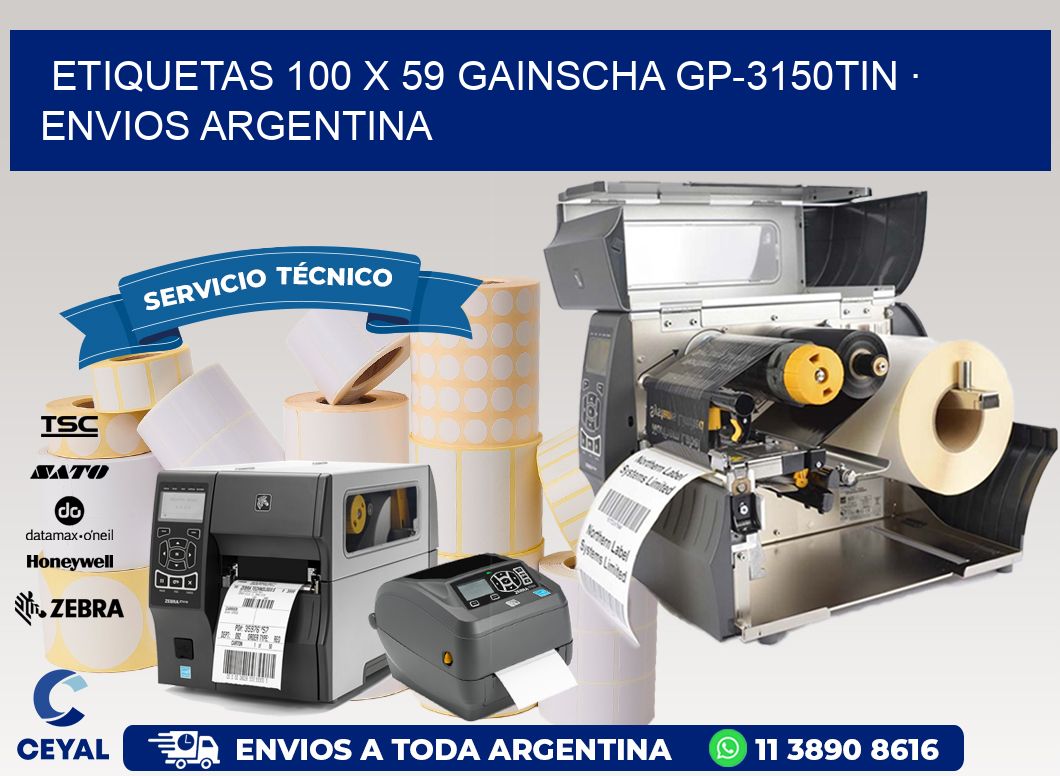 ETIQUETAS 100 x 59 GAINSCHA GP-3150TIN · ENVIOS ARGENTINA