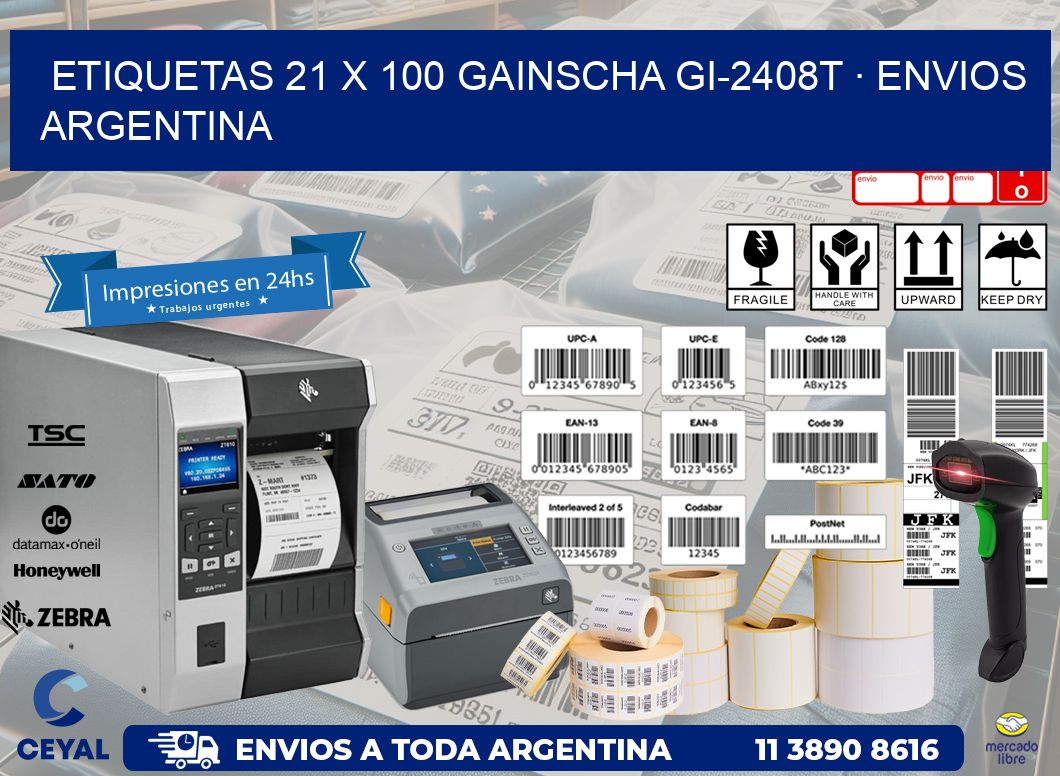 ETIQUETAS 21 x 100 GAINSCHA GI-2408T · ENVIOS ARGENTINA