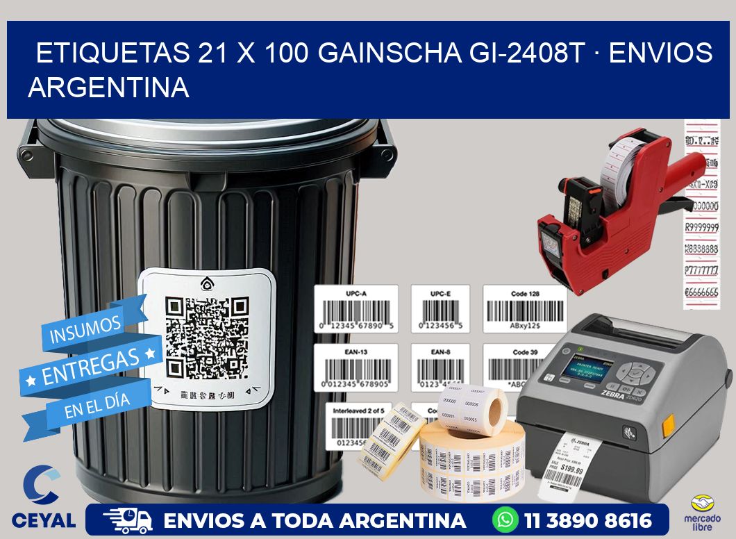 ETIQUETAS 21 x 100 GAINSCHA GI-2408T · ENVIOS ARGENTINA