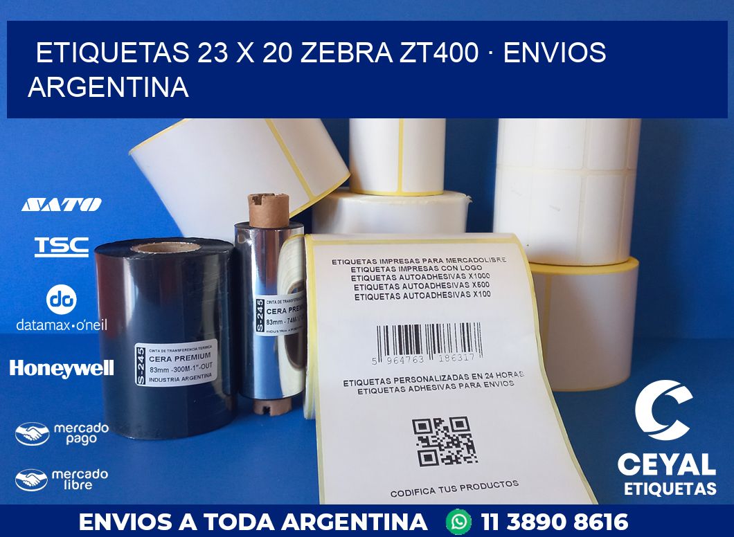 ETIQUETAS 23 x 20 ZEBRA ZT400 · ENVIOS ARGENTINA