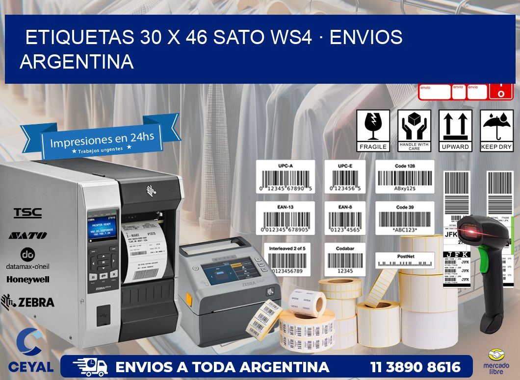 ETIQUETAS 30 x 46 SATO WS4 · ENVIOS ARGENTINA
