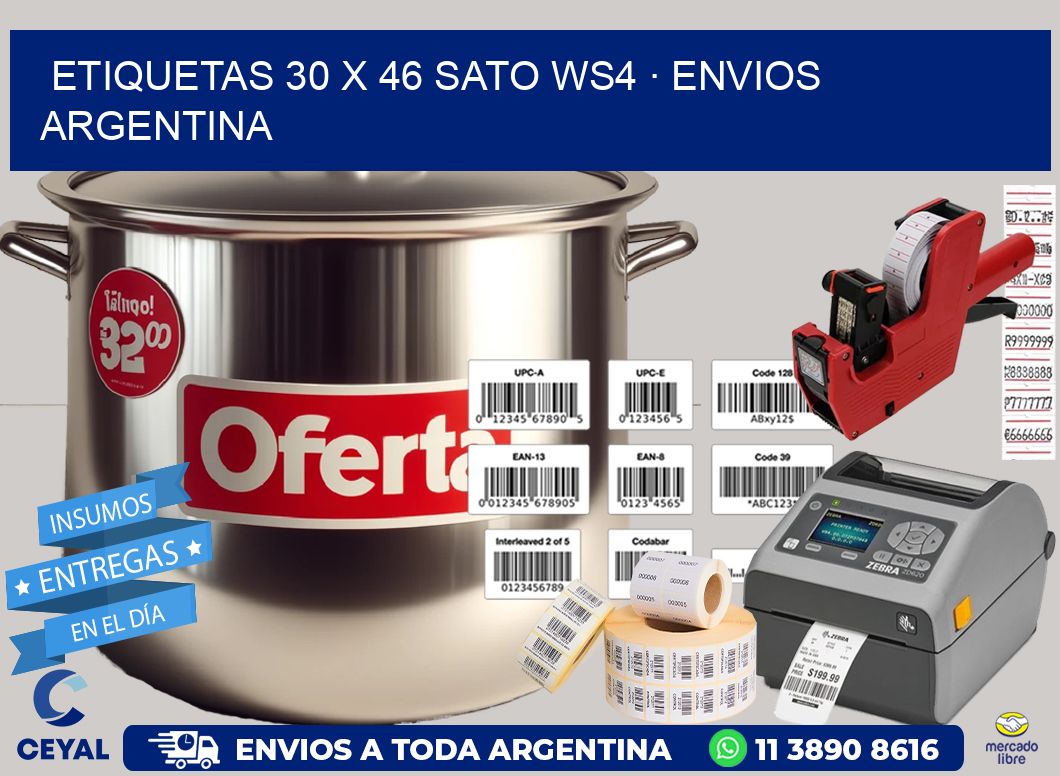 ETIQUETAS 30 x 46 SATO WS4 · ENVIOS ARGENTINA