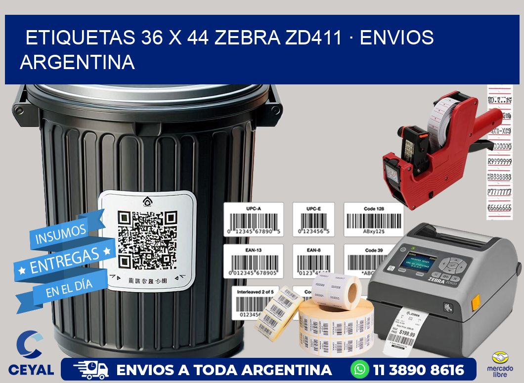 ETIQUETAS 36 x 44 ZEBRA ZD411 · ENVIOS ARGENTINA