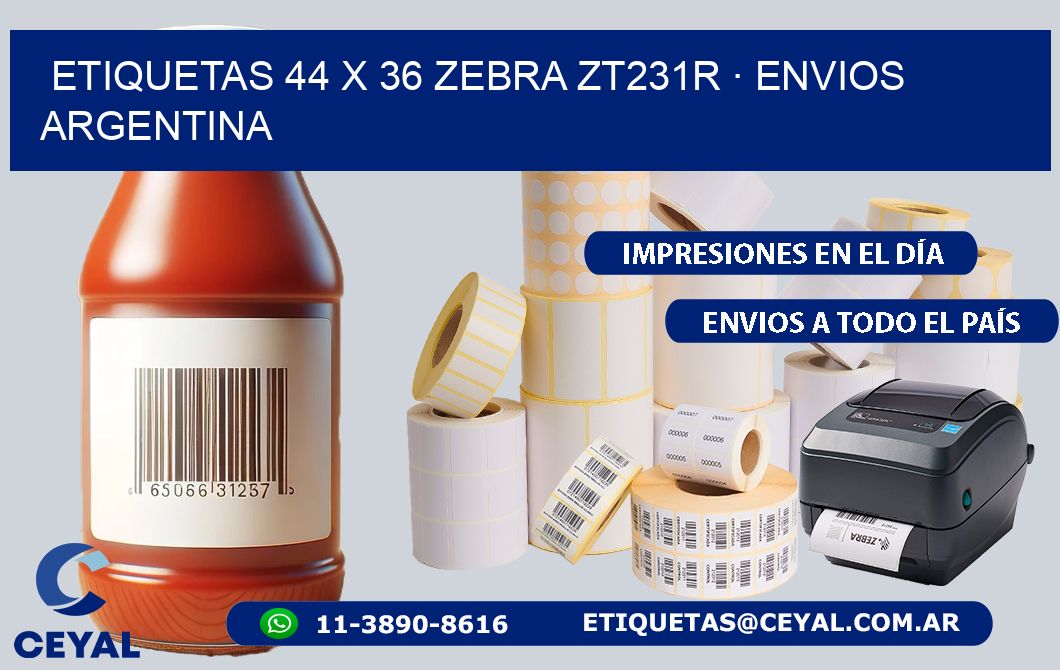 ETIQUETAS 44 x 36 ZEBRA ZT231R · ENVIOS ARGENTINA
