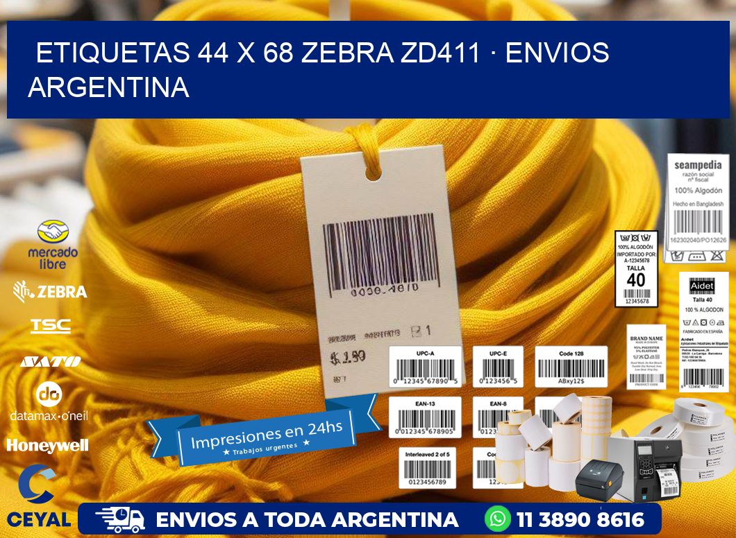 ETIQUETAS 44 x 68 ZEBRA ZD411 · ENVIOS ARGENTINA