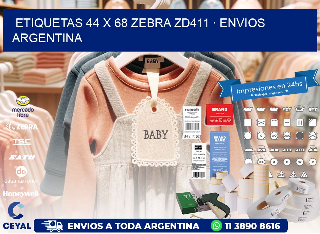 ETIQUETAS 44 x 68 ZEBRA ZD411 · ENVIOS ARGENTINA