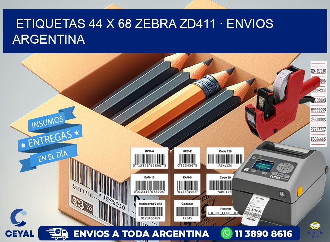 ETIQUETAS 44 x 68 ZEBRA ZD411 · ENVIOS ARGENTINA