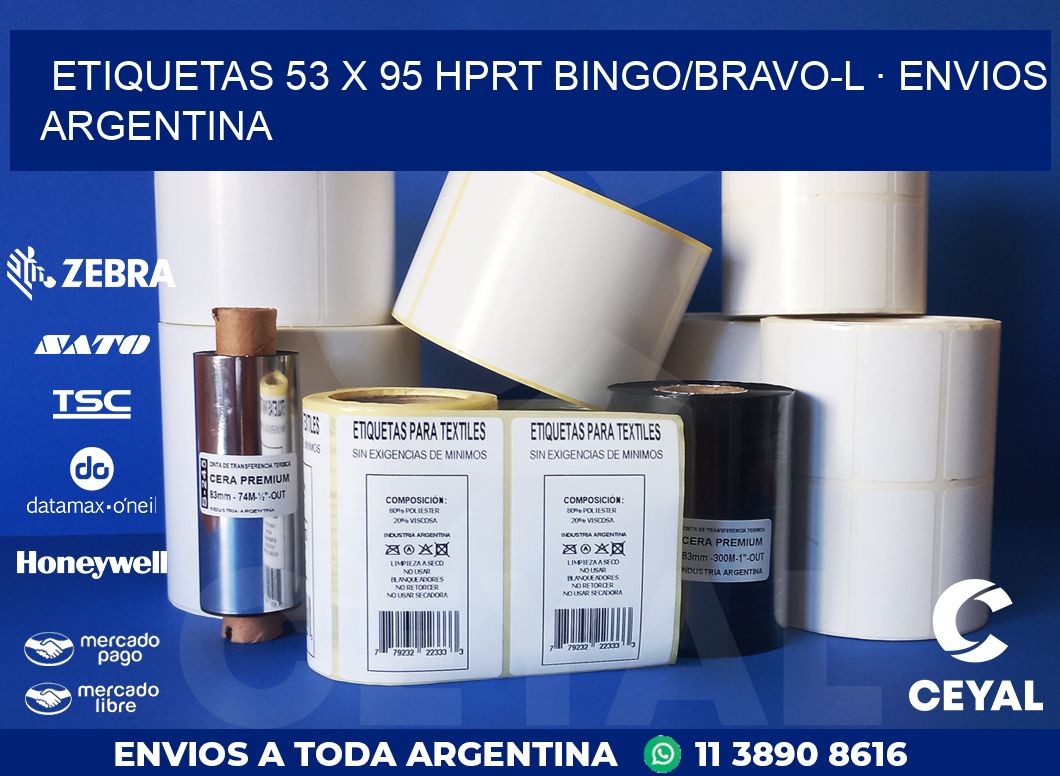 ETIQUETAS 53 x 95 HPRT BINGO/BRAVO-L · ENVIOS ARGENTINA