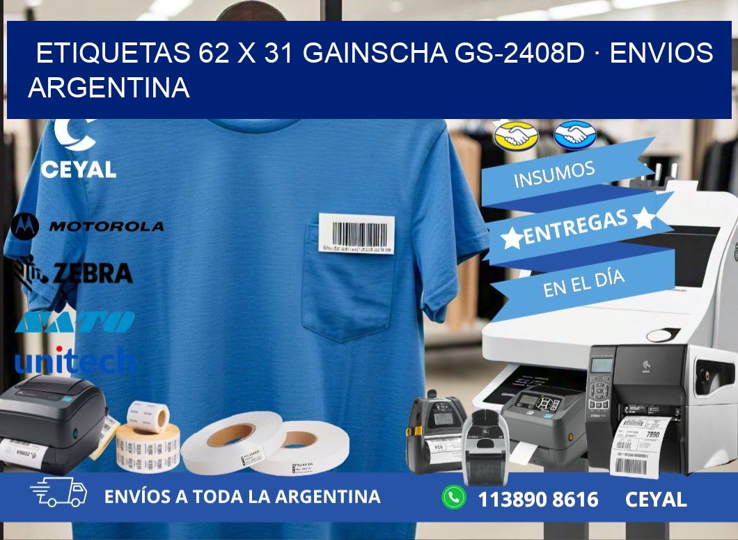 ETIQUETAS 62 x 31 GAINSCHA GS-2408D · ENVIOS ARGENTINA