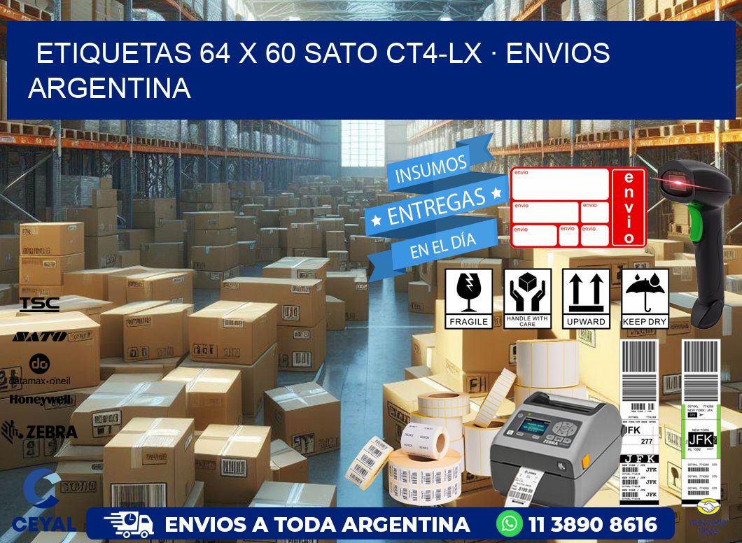 ETIQUETAS 64 x 60 SATO CT4-LX · ENVIOS ARGENTINA