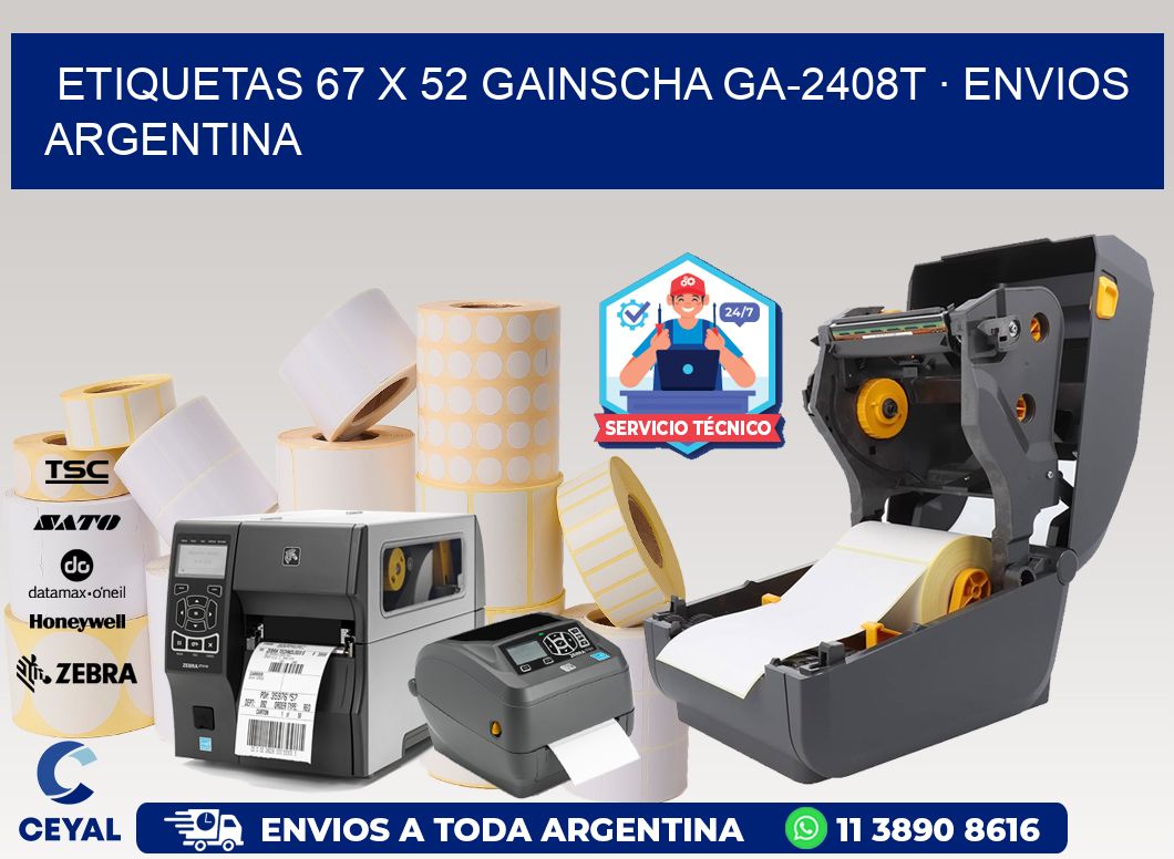 ETIQUETAS 67 x 52 GAINSCHA GA-2408T · ENVIOS ARGENTINA