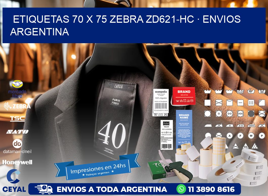 ETIQUETAS 70 x 75 ZEBRA ZD621-HC · ENVIOS ARGENTINA