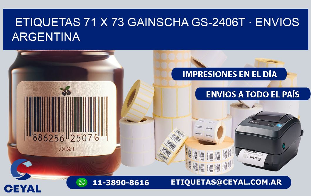 ETIQUETAS 71 x 73 GAINSCHA GS-2406T · ENVIOS ARGENTINA