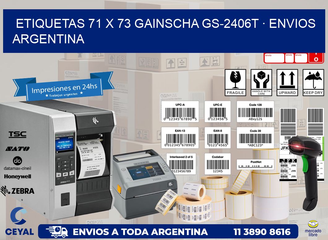 ETIQUETAS 71 x 73 GAINSCHA GS-2406T · ENVIOS ARGENTINA
