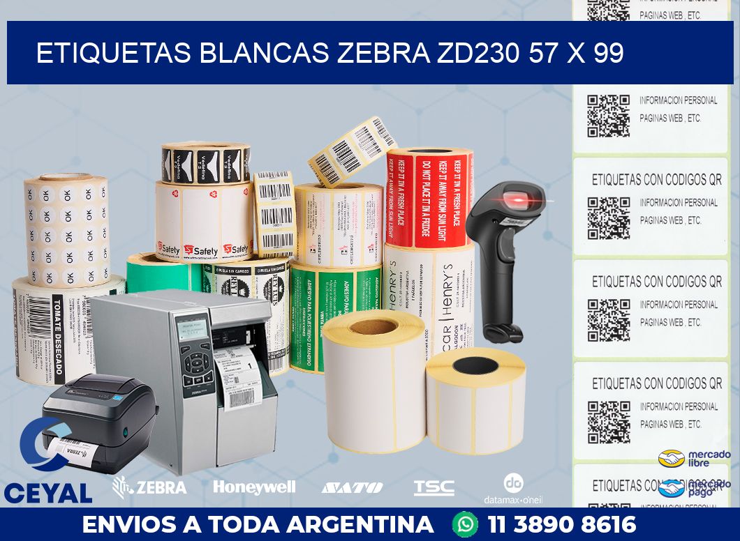 ETIQUETAS BLANCAS ZEBRA ZD230 57 x 99