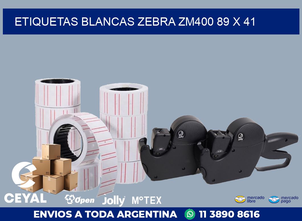 ETIQUETAS BLANCAS ZEBRA ZM400 89 x 41