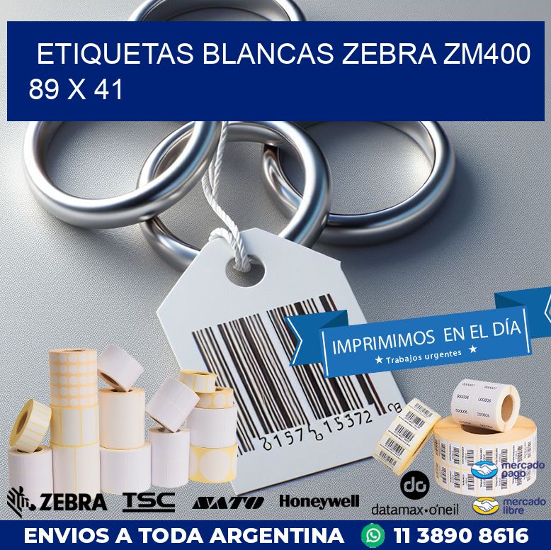 ETIQUETAS BLANCAS ZEBRA ZM400 89 x 41