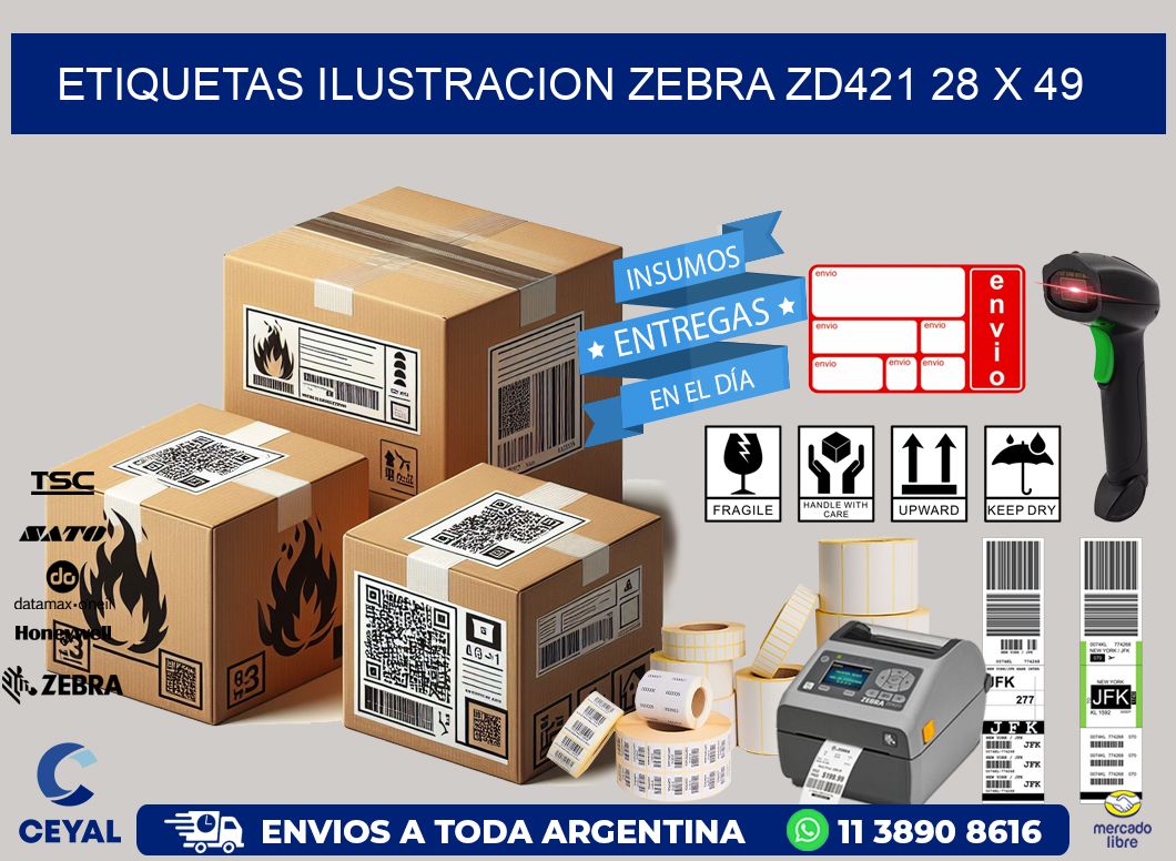 ETIQUETAS ILUSTRACION ZEBRA ZD421 28 x 49