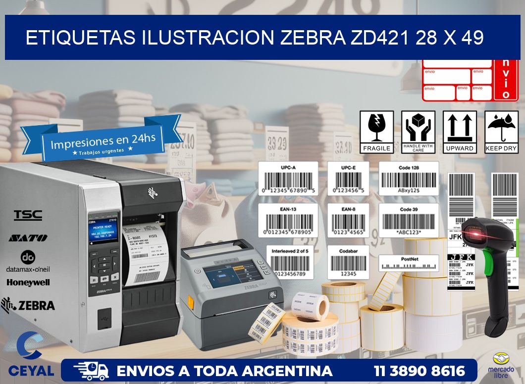 ETIQUETAS ILUSTRACION ZEBRA ZD421 28 x 49