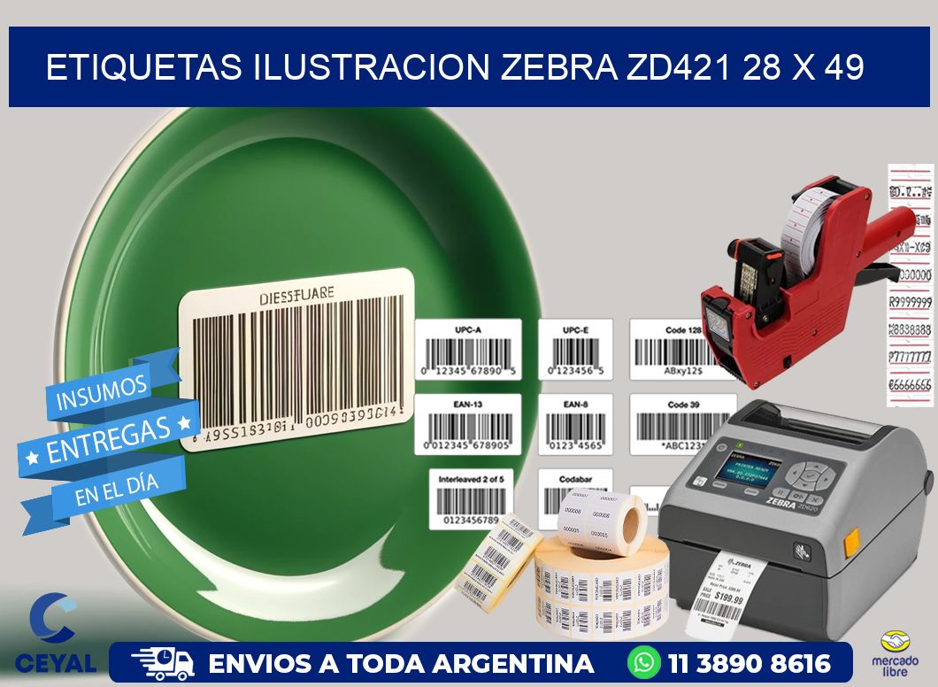 ETIQUETAS ILUSTRACION ZEBRA ZD421 28 x 49