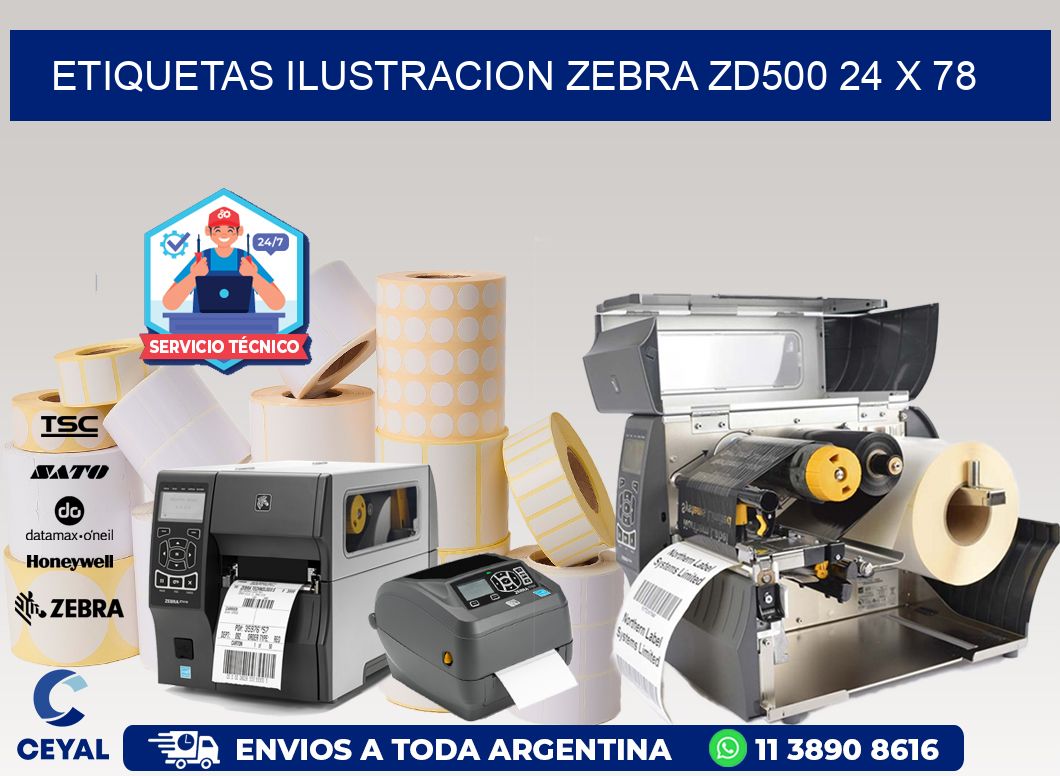 ETIQUETAS ILUSTRACION ZEBRA ZD500 24 x 78
