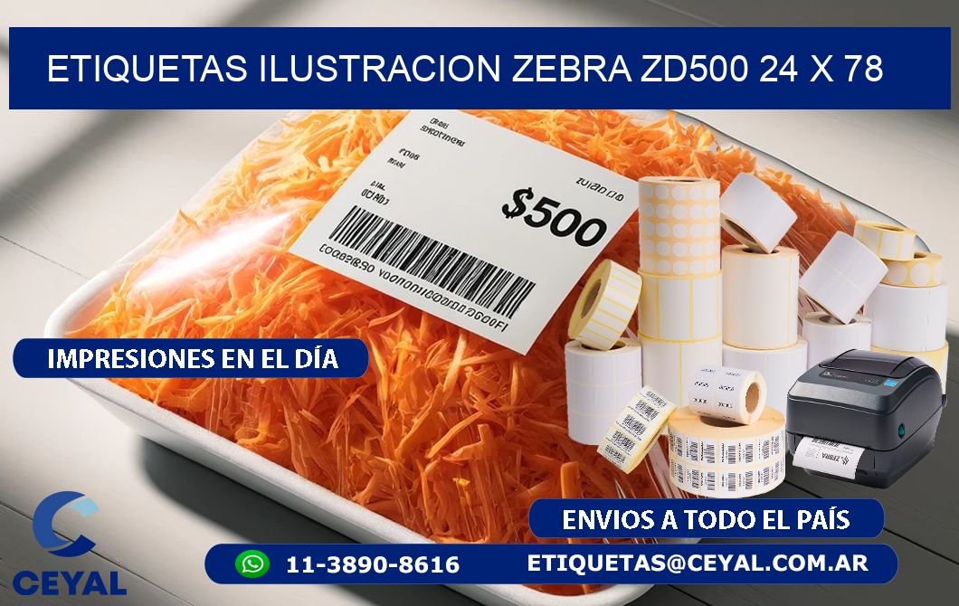 ETIQUETAS ILUSTRACION ZEBRA ZD500 24 x 78