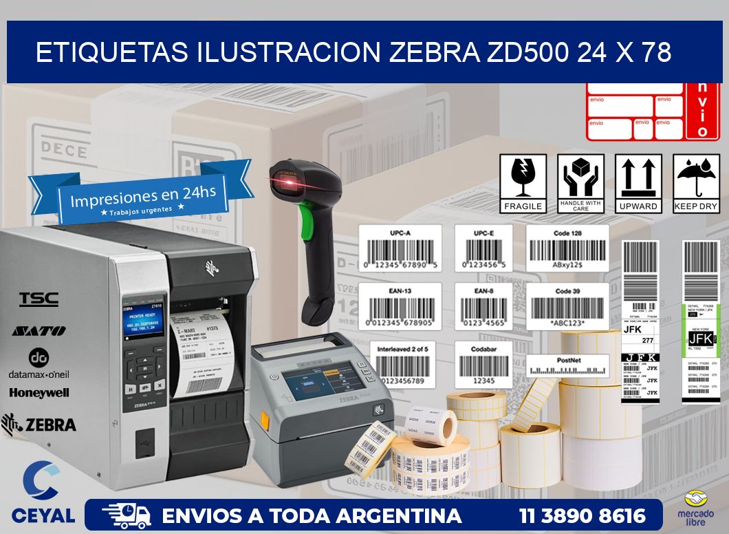 ETIQUETAS ILUSTRACION ZEBRA ZD500 24 x 78