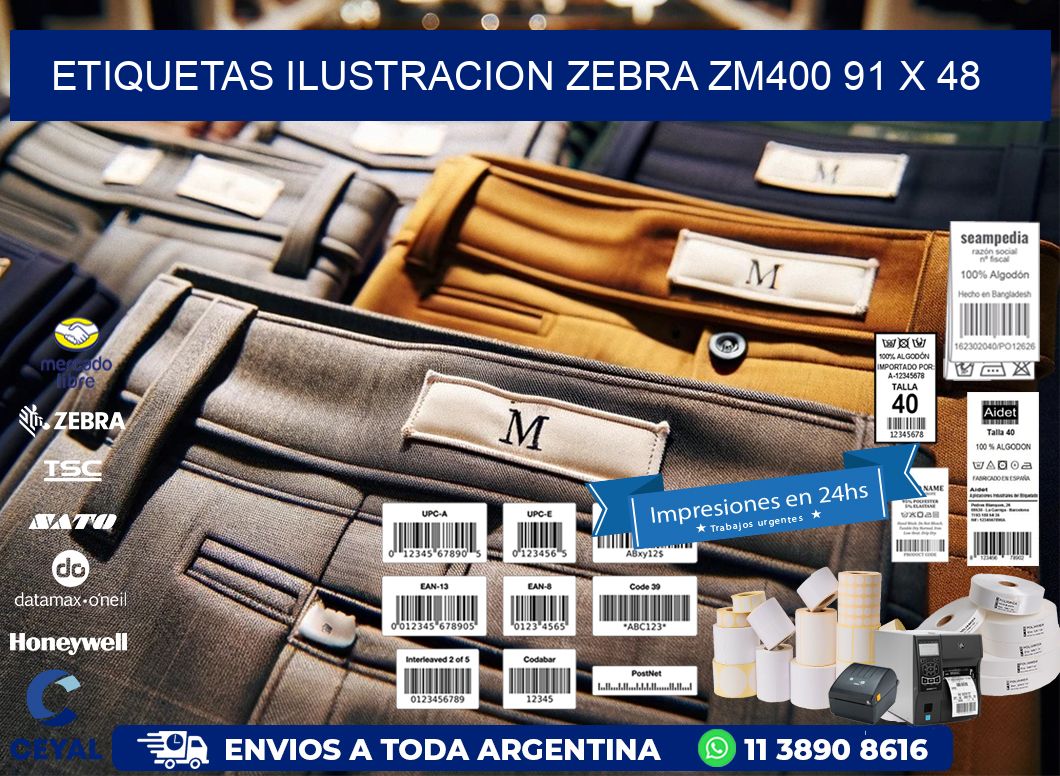 ETIQUETAS ILUSTRACION ZEBRA ZM400 91 x 48