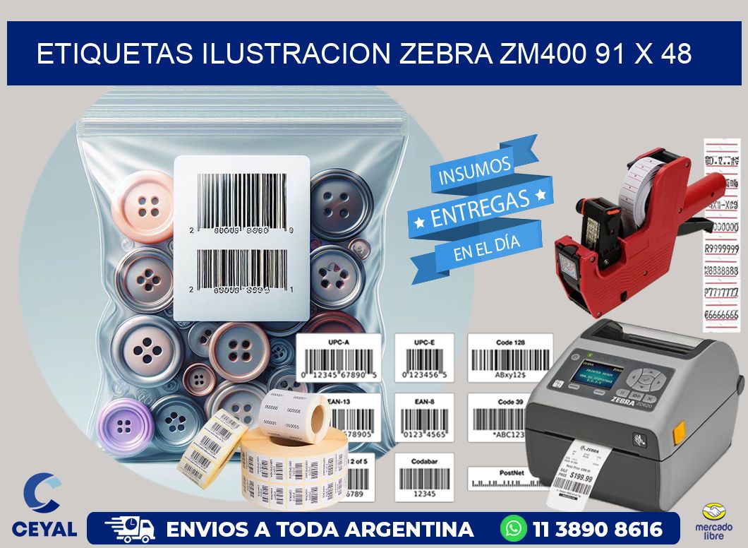 ETIQUETAS ILUSTRACION ZEBRA ZM400 91 x 48