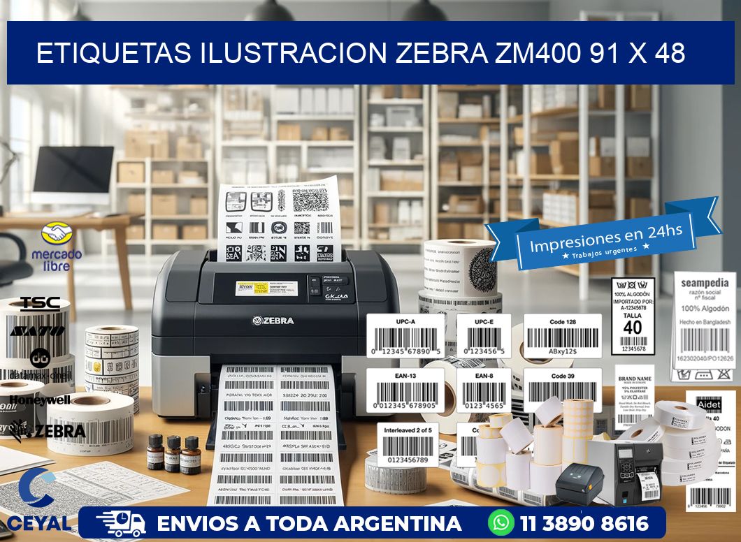 ETIQUETAS ILUSTRACION ZEBRA ZM400 91 x 48
