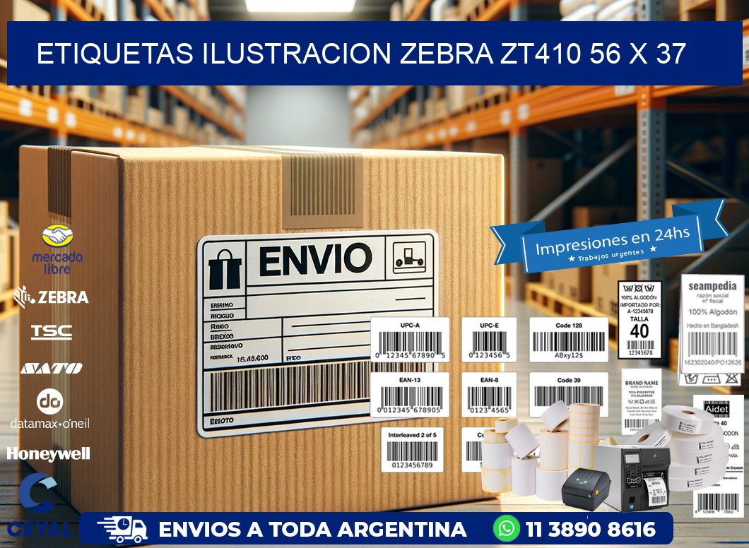 ETIQUETAS ILUSTRACION ZEBRA ZT410 56 x 37