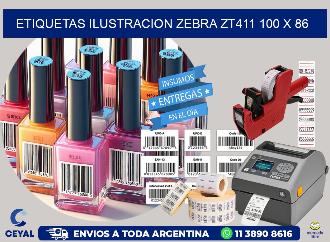 ETIQUETAS ILUSTRACION ZEBRA ZT411 100 x 86