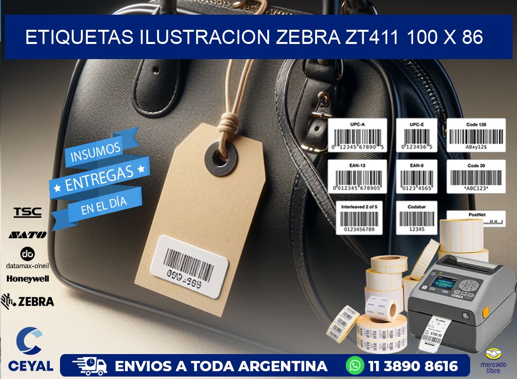ETIQUETAS ILUSTRACION ZEBRA ZT411 100 x 86