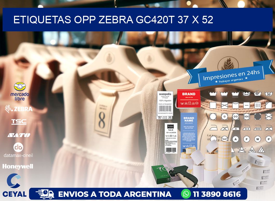ETIQUETAS OPP ZEBRA GC420T 37 x 52