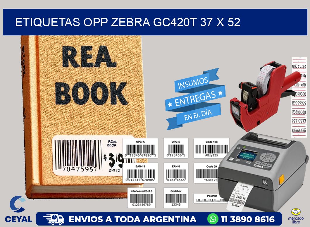 ETIQUETAS OPP ZEBRA GC420T 37 x 52