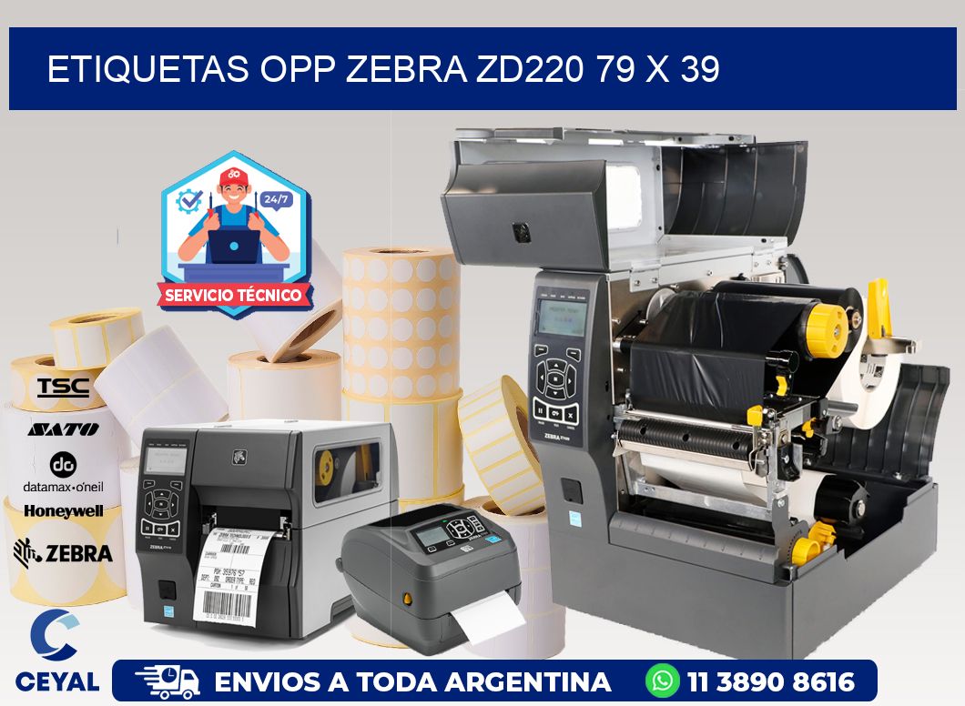 ETIQUETAS OPP ZEBRA ZD220 79 x 39