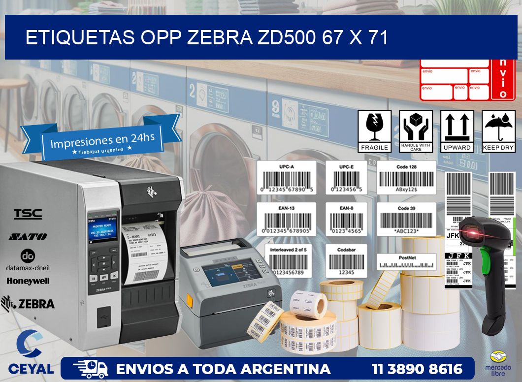 ETIQUETAS OPP ZEBRA ZD500 67 x 71