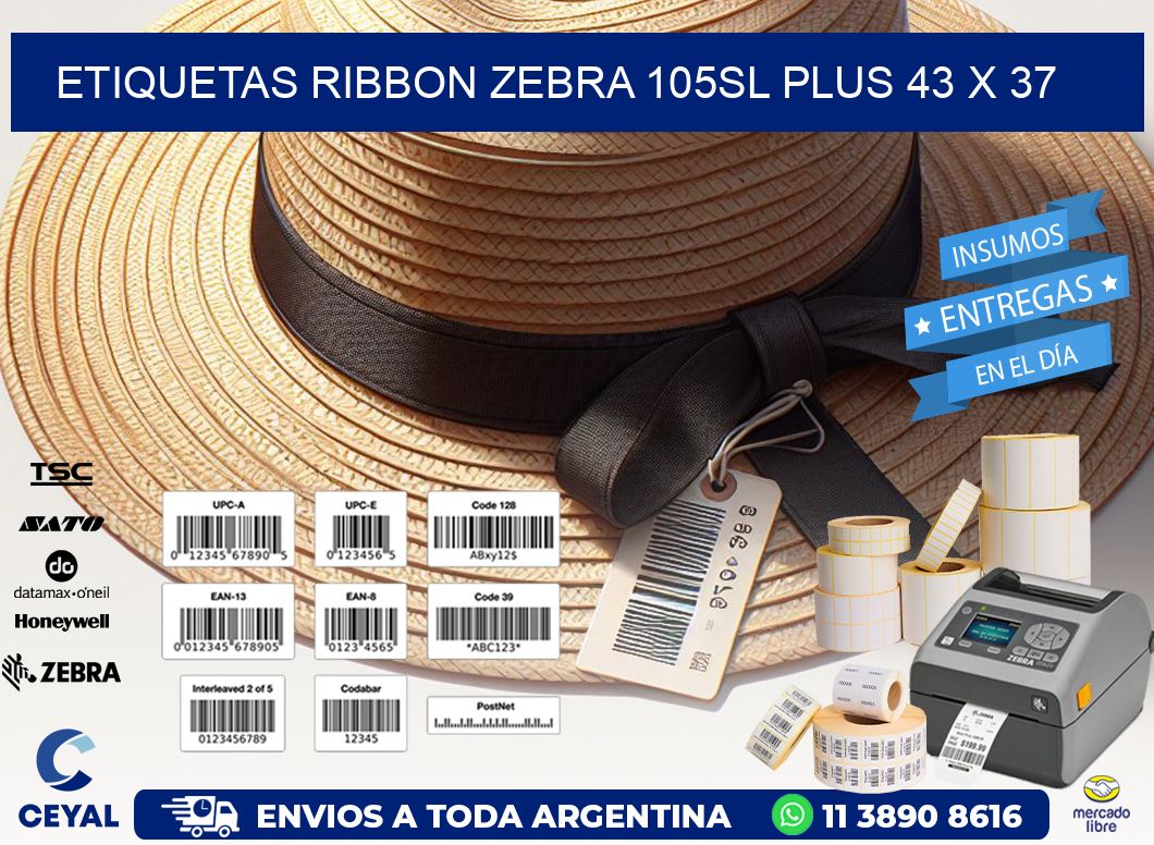 ETIQUETAS RIBBON Zebra 105SL Plus 43 x 37