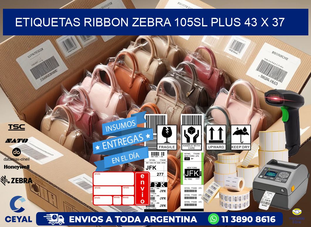 ETIQUETAS RIBBON Zebra 105SL Plus 43 x 37