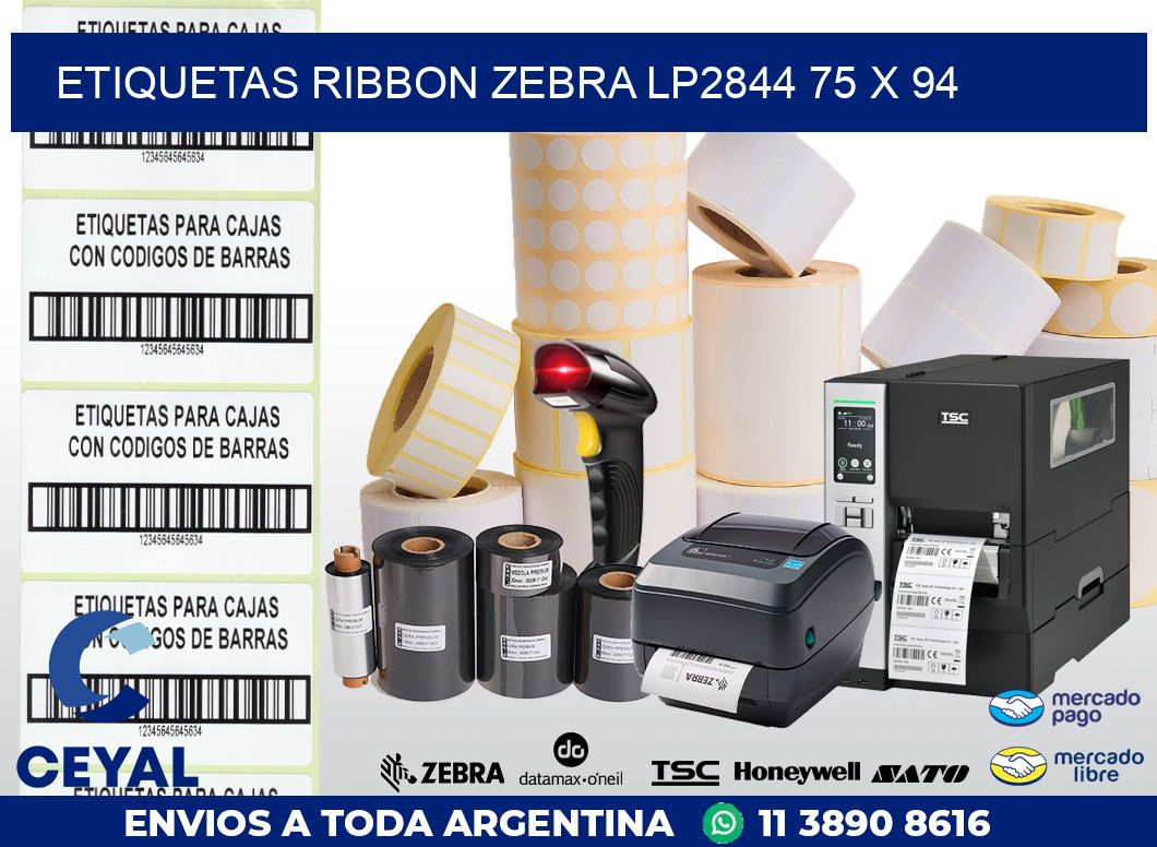 ETIQUETAS RIBBON Zebra LP2844 75 x 94