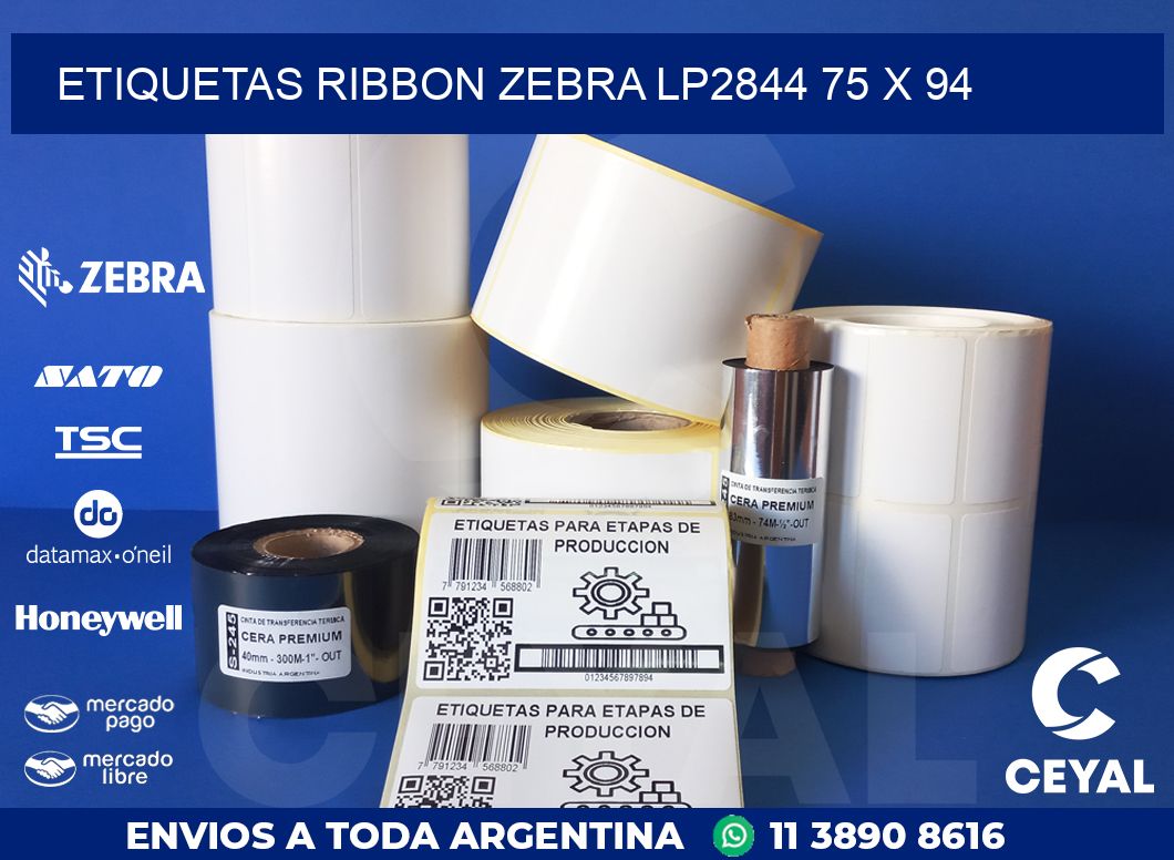 ETIQUETAS RIBBON Zebra LP2844 75 x 94