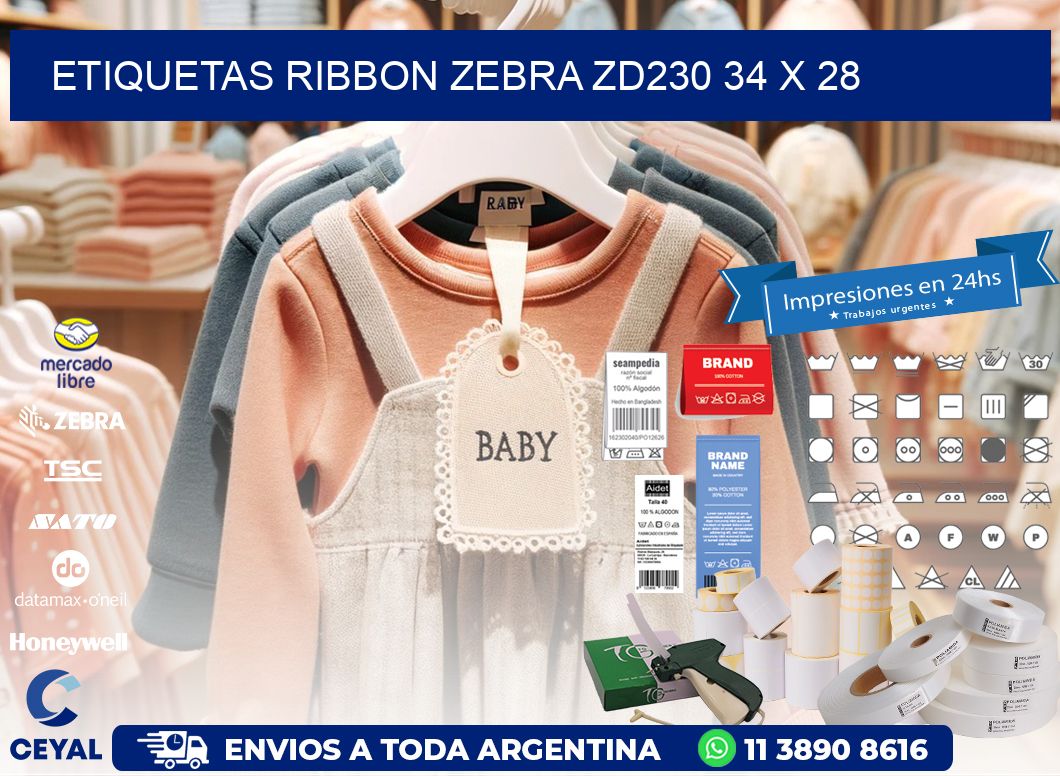 ETIQUETAS RIBBON Zebra ZD230 34 x 28