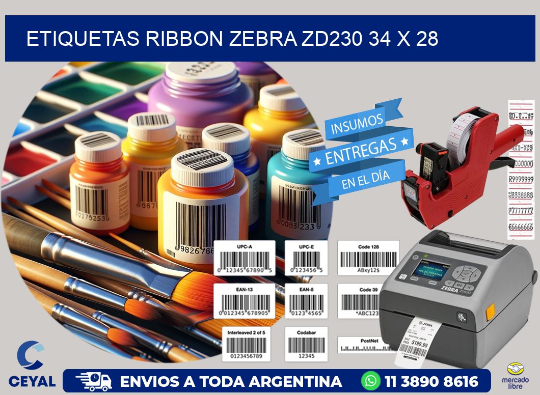 ETIQUETAS RIBBON Zebra ZD230 34 x 28