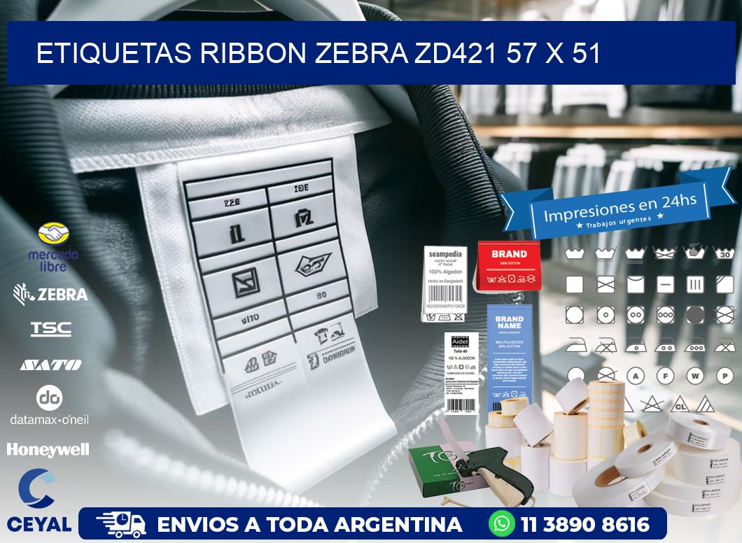 ETIQUETAS RIBBON Zebra ZD421 57 x 51