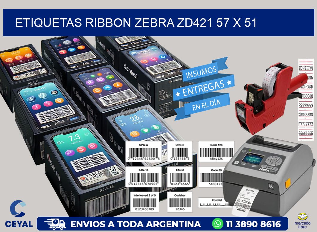 ETIQUETAS RIBBON Zebra ZD421 57 x 51