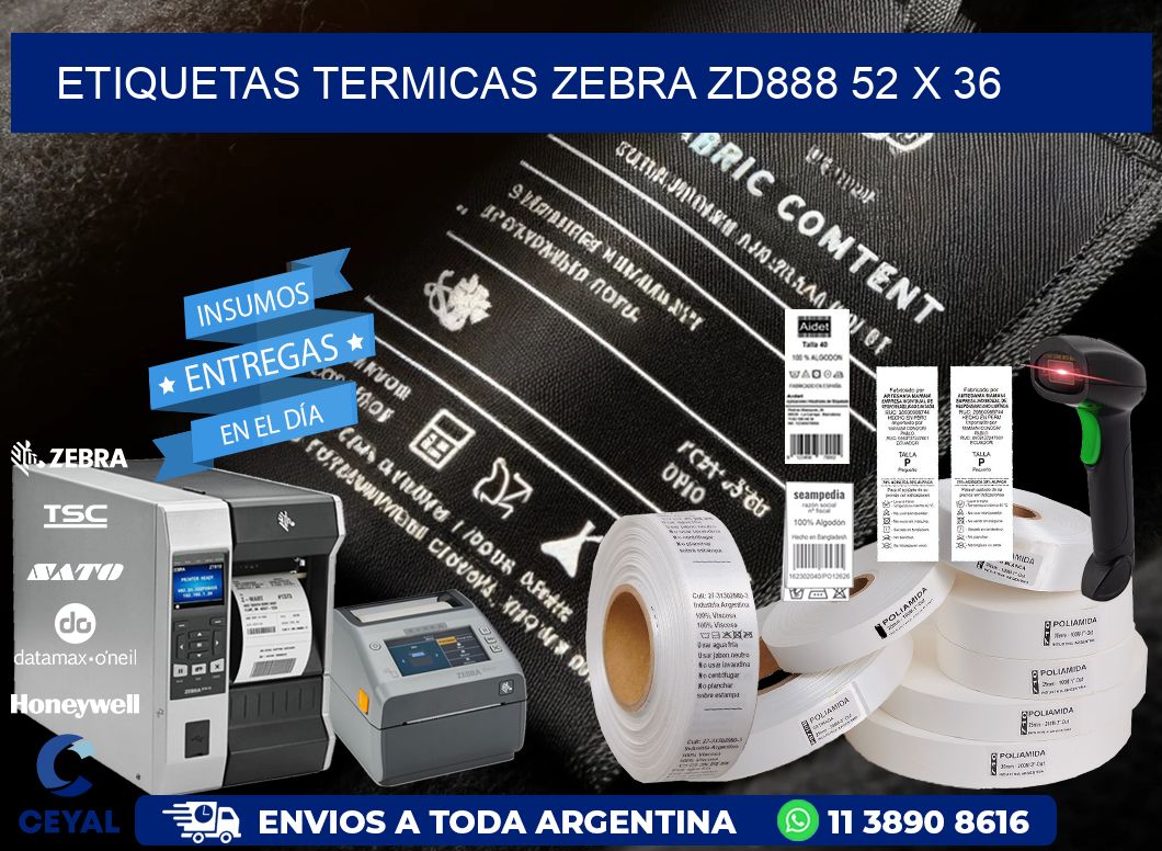 ETIQUETAS TERMICAS ZEBRA ZD888 52 x 36
